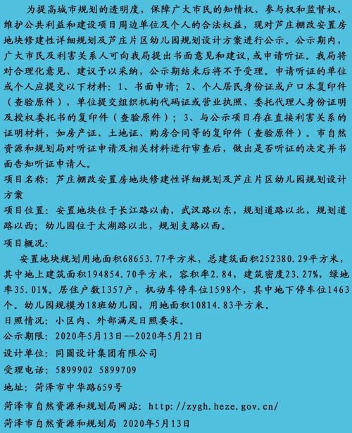 最新 菏澤城區(qū)這個(gè)地塊修建性詳細(xì)規(guī)劃公示 還有一棚改安置房 幼兒園規(guī)劃設(shè)計(jì)方案來了